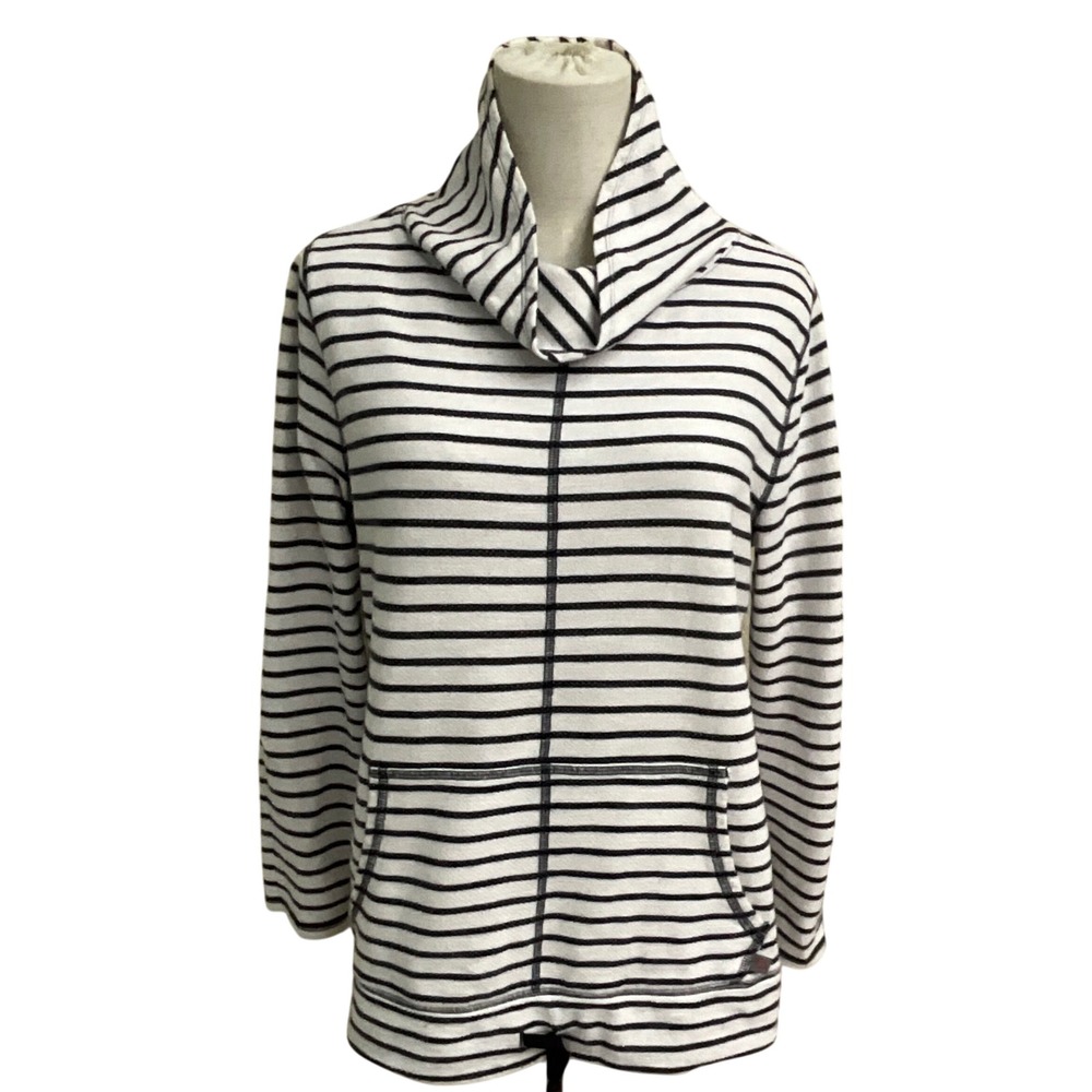Talbots Striped Cowl Neck Pullover Long Sleeve Top with Drawstring Women's